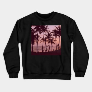 Palm Tree Ocean Beach Silhouette Sunset Crewneck Sweatshirt
